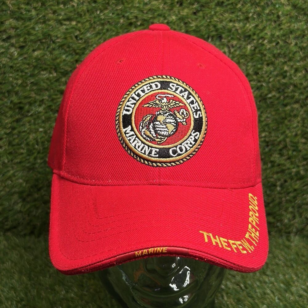 USMC United States Marine Corps Classic Eagle Globe & Anchor Hat Embroidered Red